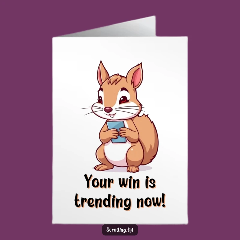 Free Printable Congrats Card: Squirrel's Focused Scroll, DIY