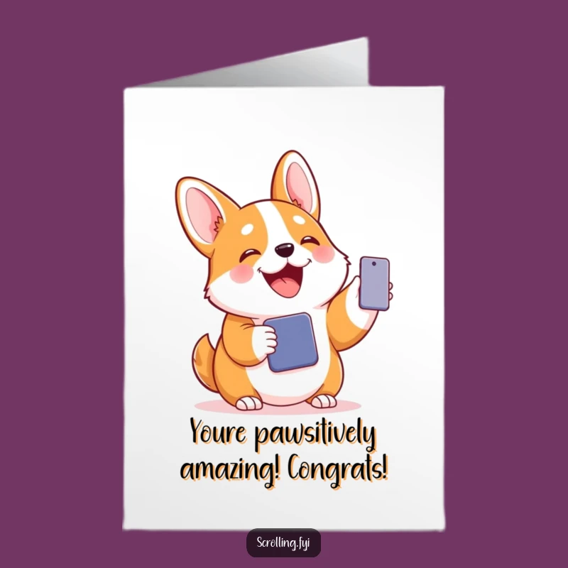Free Printable Corgi Congrats Card: Funny Downloadable for Paw-some Wins