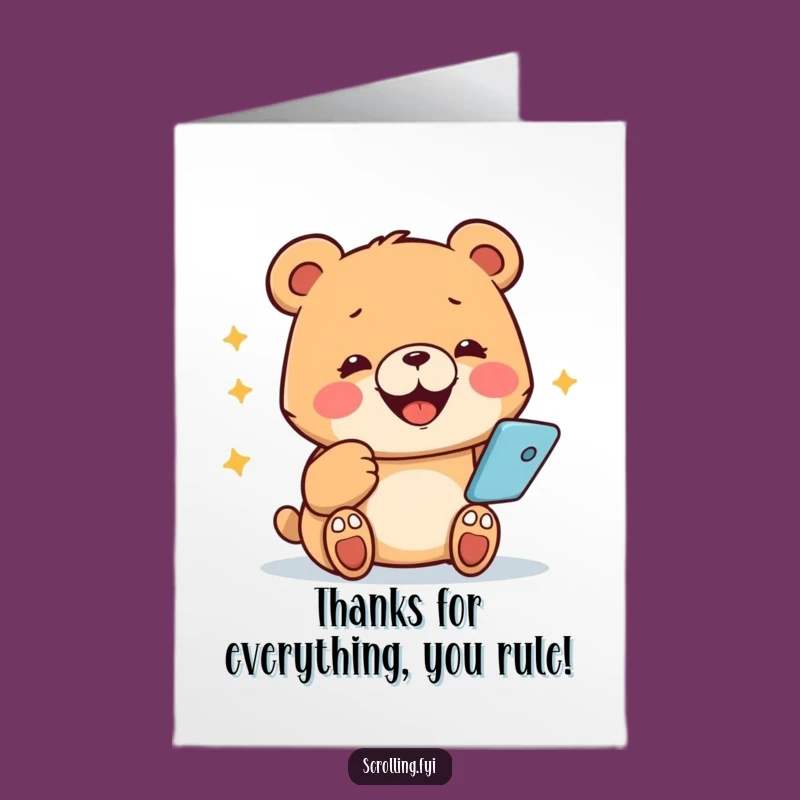 Free Printable Bear Thank You Card - Funny Downloadable for Techy Gratitude