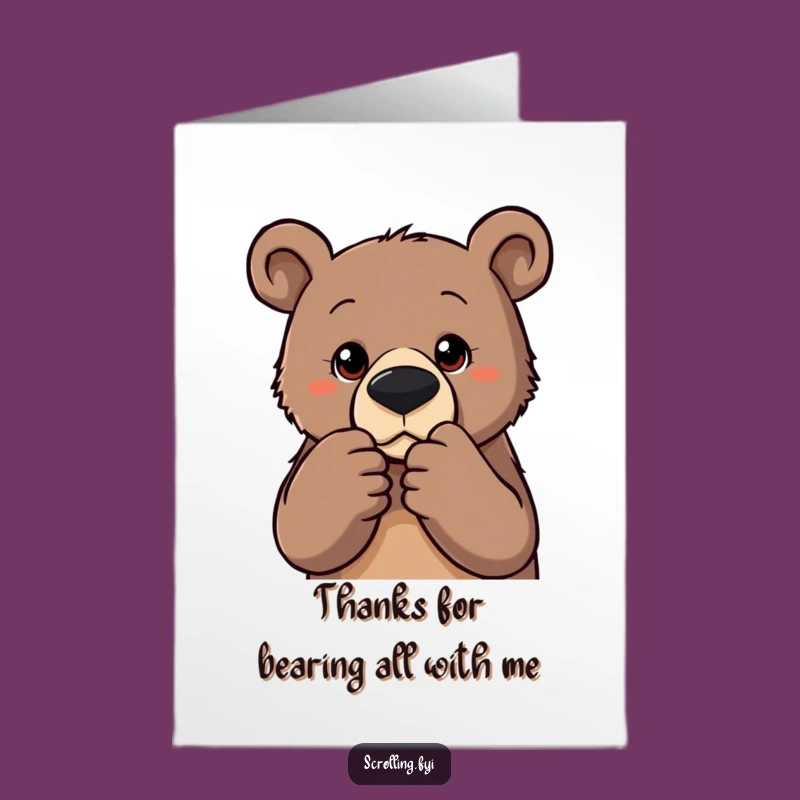 Free Printable Bear Thank You Card: Funny Zooming Animal Downloadable Gift