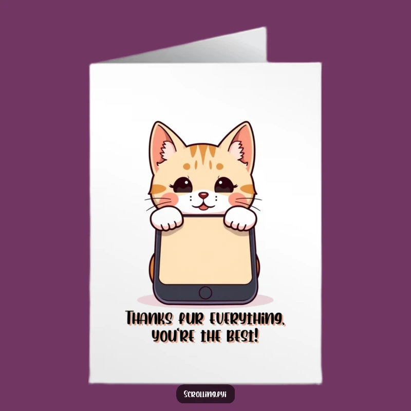 Free Printable Cat Thank You Card: Funny Tech Peek & DIY Gift For Gratitude