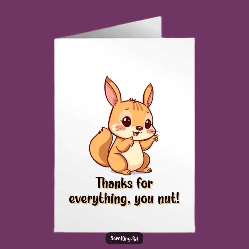 Free Printable Squirrel Thank You Card: Funny Tapping Animal Downloadable Gift