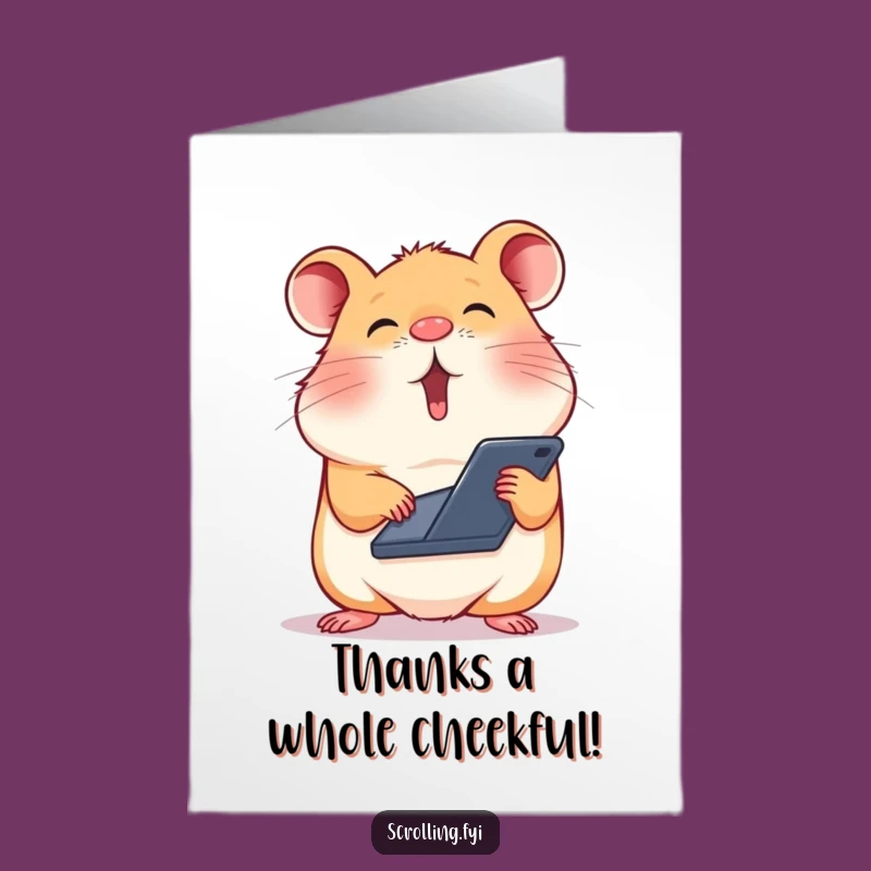 Free Printable Thank You Card: Hamster's Gratitude via Screen Downloadable