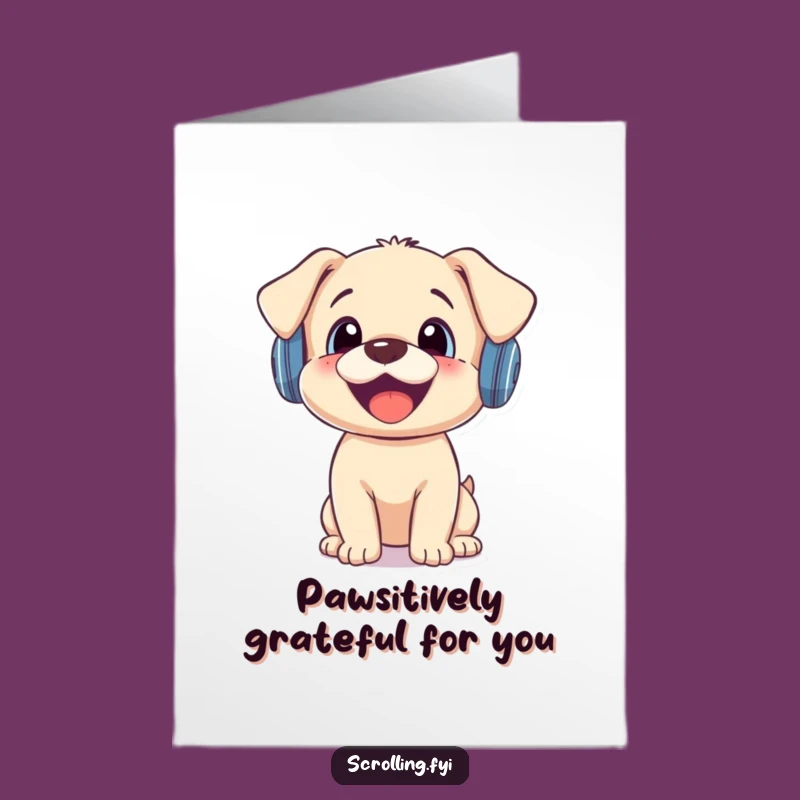 Free Printable Thank You Card: Puppy Amazed by Your Kindness Downloadable