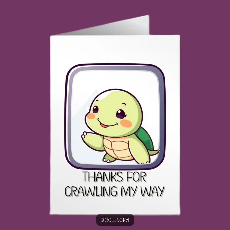 Free Printable Thank You Card: Turtle's Slow Swipe Thanks, Funny Downloadable Gift