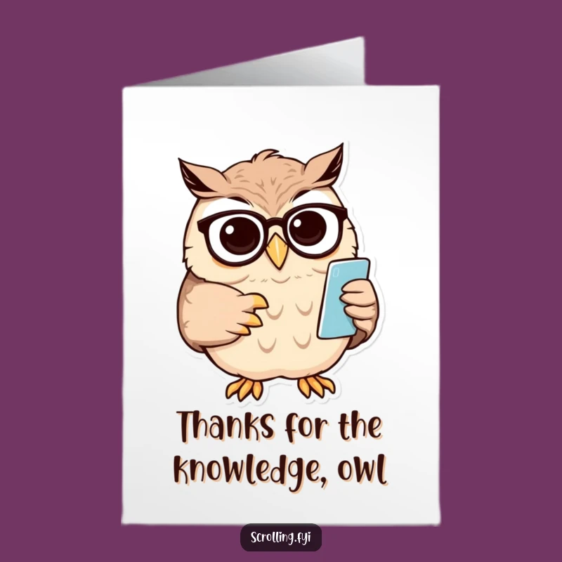 Free Printable Thank You Card: Wise Owl Grateful, Funny Downloadable Gift