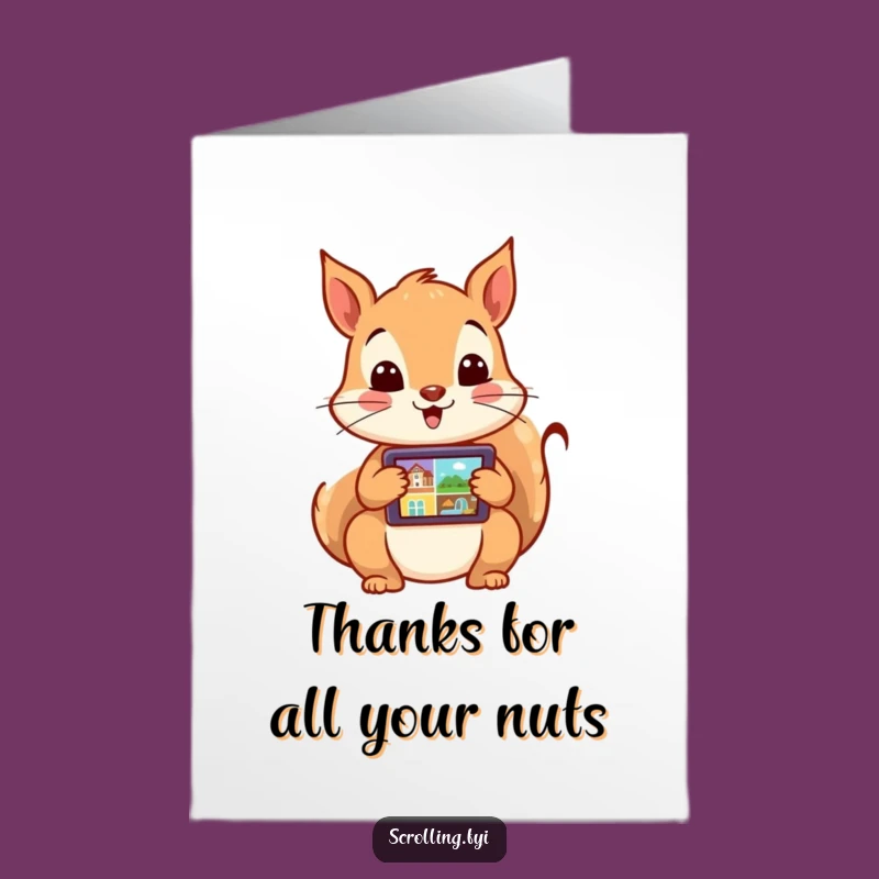 Free Printable Thank You Card: Busy Squirrel Tablet Fun to Show Your Appreciation