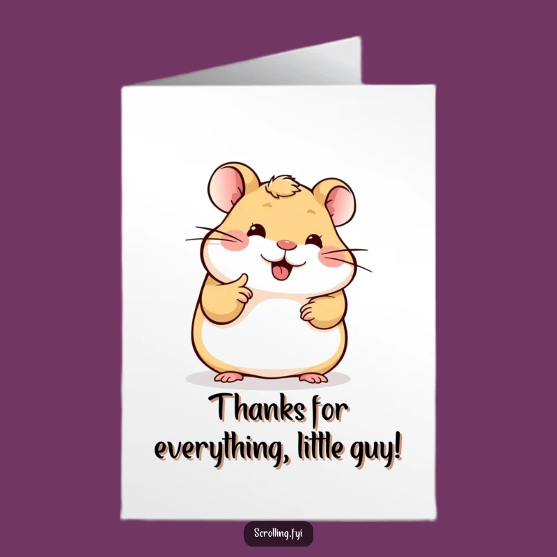 Free Printable Thank You Card: Hamster's Screen Time Thanks, Downloadable, Print at Home