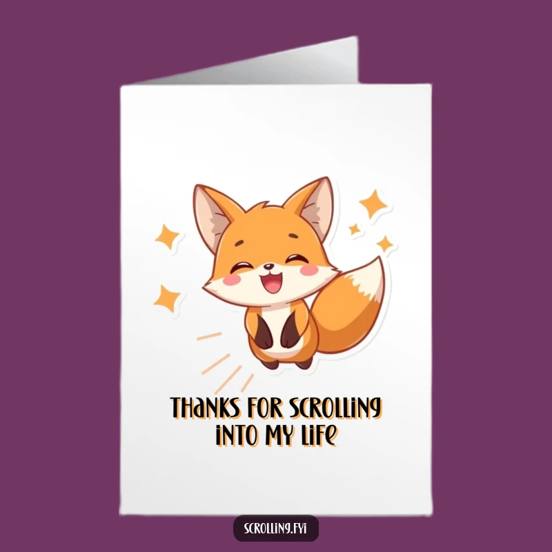 Free Printable Fox Thank You Card: Funny Scrolling Animal Downloadable Gift