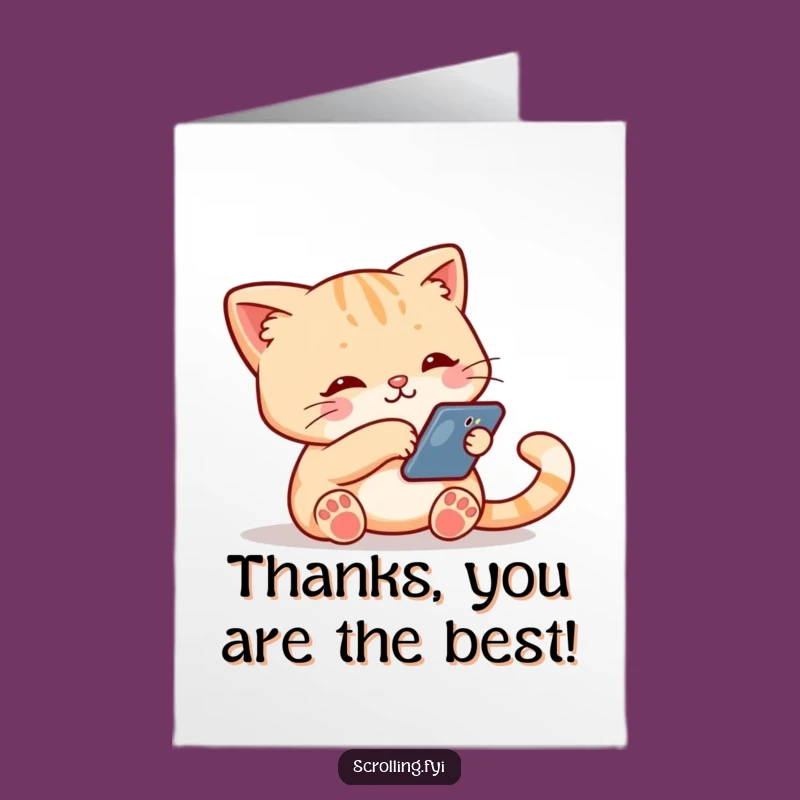 Witty Free Printable Thank You Card: Cat's Tech Gratitude, Thoughtful DIY Downloadable Gift!