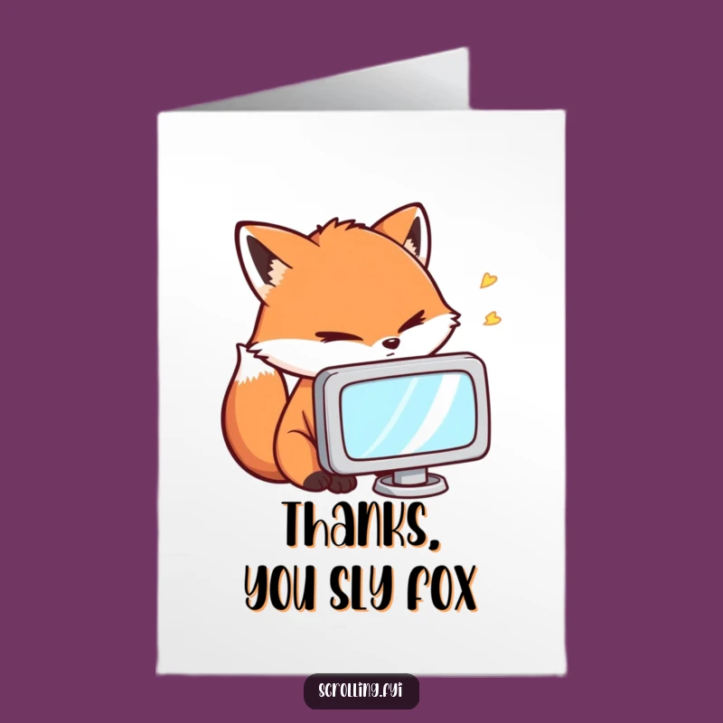 Free Printable Thank You Card: Amusing Fox Screen Gaze, Perfect DIY Humorous Downloadable Gift