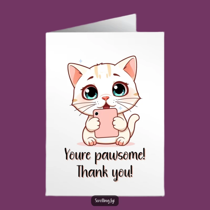 Free Printable Thanks Card: Surprised Cat Phone Meme Funny Downloadable Gift
