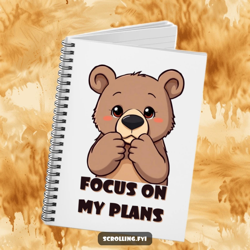 Funny notebook with a determined bear zooming into a photo, perfect for jotting down notes with a humorous, focused cover.
