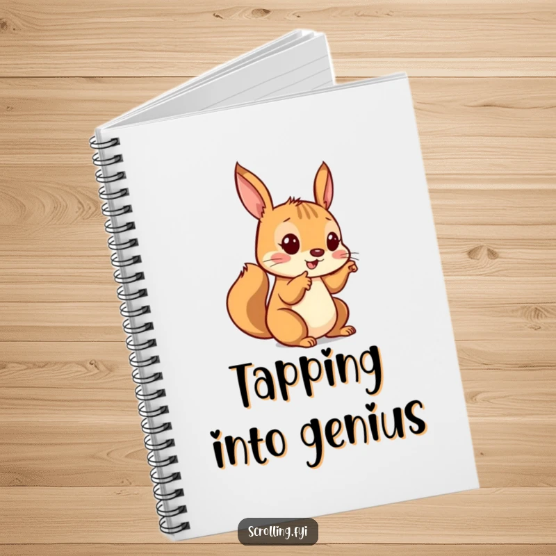 Funny notebook with a playful squirrel tapping a screen, perfect for jotting down notes with a humorous, tech-inspired cover.