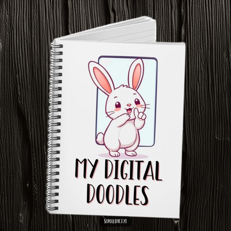 Funny Notebook: A rabbit swiping a giant touchscreen, perfect for jotting down ideas with a humorous, tech-focused flair.