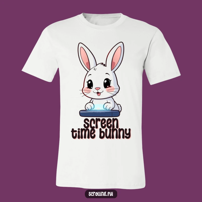 Funny Bunny Screen T-Shirt: Wide-Eyed Bunny Art, Digital Life Apparel, Perfect Funny Gift