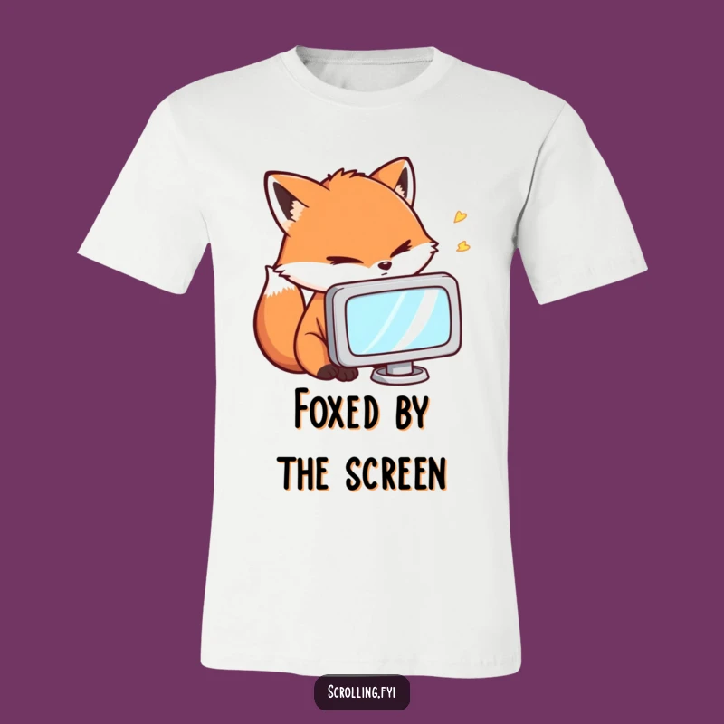 Funny Fox Gamer T-Shirt: Intense Screen Stare & Humor Tee