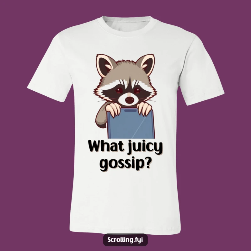 Funny Mischievous Raccoon T-Shirt: Sneaky Phone Watcher, Hilarious Shirt for Pranksters
