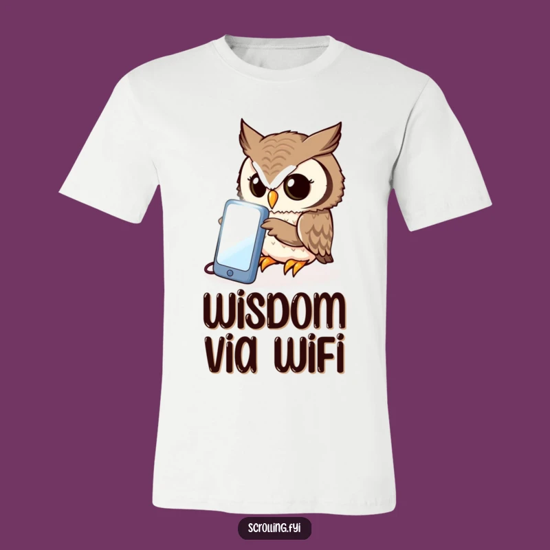 Funny Owl Phone T-Shirt: Curious Peering Tee for Tech Enthusiasts