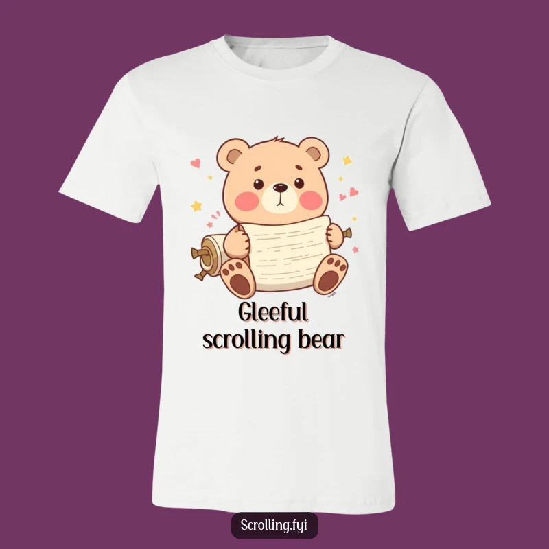 Funny Bear Scrolling T-Shirt: Playful Bear with Endless Content, Humorous Relax Tee