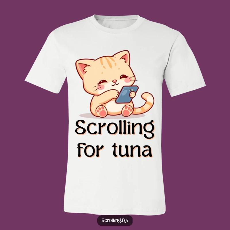Funny Cat Phone T-Shirt: Cute Cat Scrolling Design, Tech Lover Apparel, Perfect Funny Gift