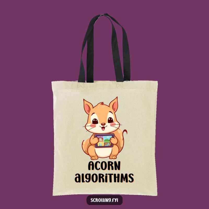 Funny Squirrel Tote Bag: Excited Swiping for Digital Essentials