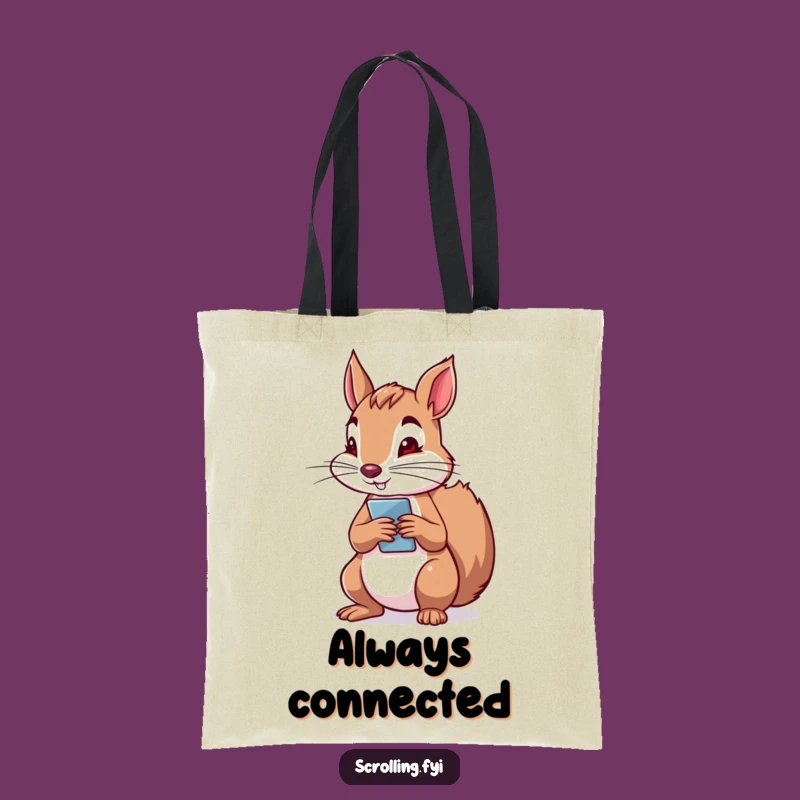 Funny Squirrel Scrolling Tote Bag: Determined Tech Lover, Perfect Gift