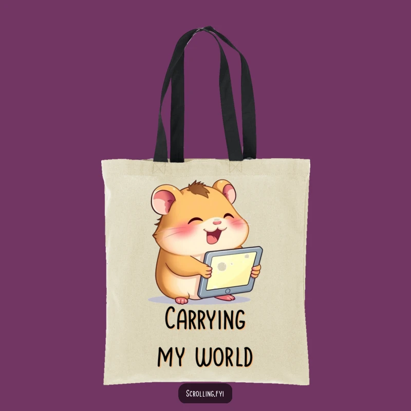 Funny Hamster Tablet Tote Bag: Carry Your Tech with Cute Humor, Perfect Gift