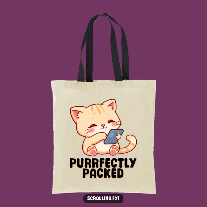 Funny Cat Phone Tote Bag: Cute Cat Tech Companion, Spacious & Stylish, Perfect Funny Gift