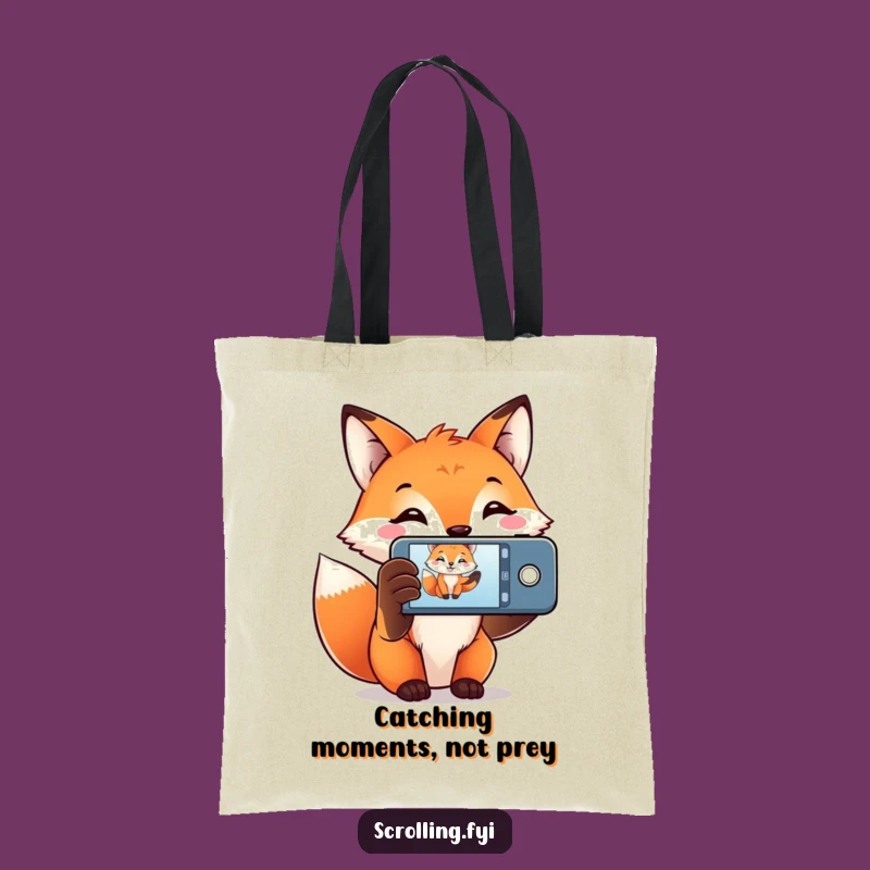 Funny Fox Photographer Tote Bag: A Smiling Fox Capturing Memories With Its Phone