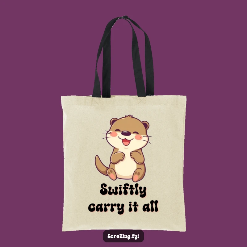Funny Otter Tech Tote Bag: Joyful Paw Tapping Screen Carryall
