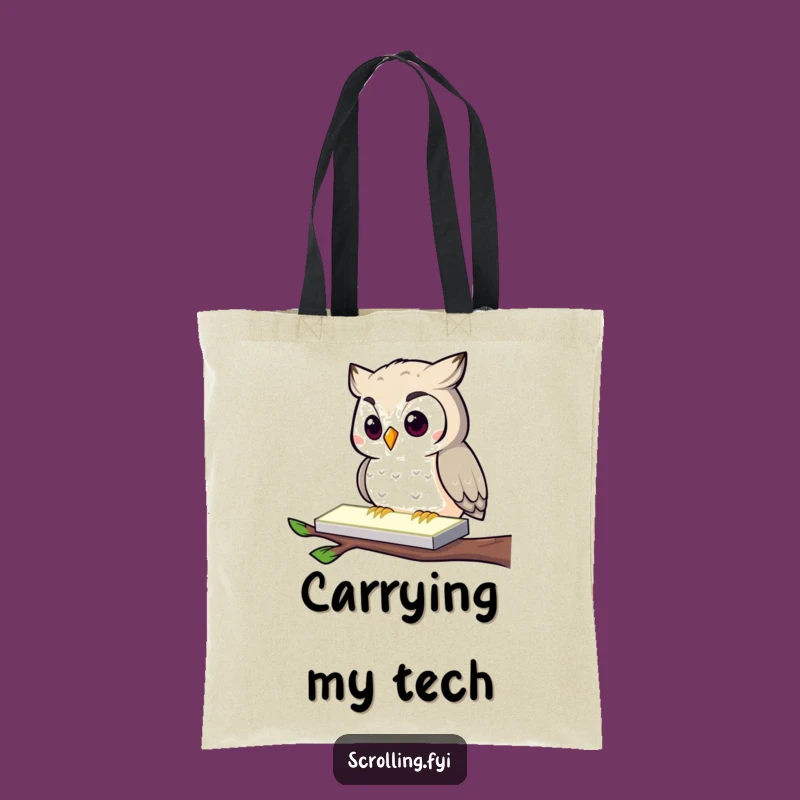 Funny Owl Tech Tote Bag: Carry Your Gadgets with Hilarious Style