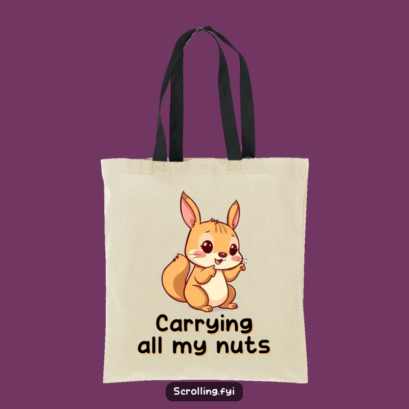 Funny Squirrel Tapping Tote Bag - Carry Your Tech Gear with Humor